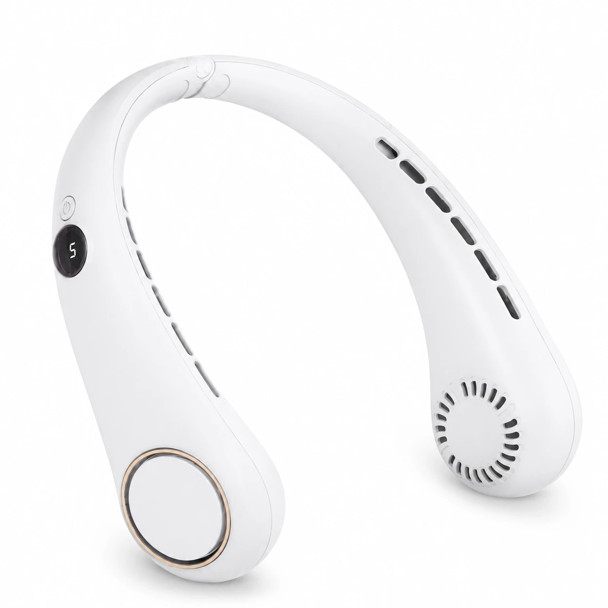 Neck Fan - White Portable Neck Fan – Hands-Free Cooling, 3 Speeds & LED Display - Image 1