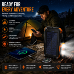 Solar Power Bank with Dual LED Flashlights - Image 3