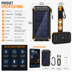 Solar Power Bank with Dual LED Flashlights - Image 4